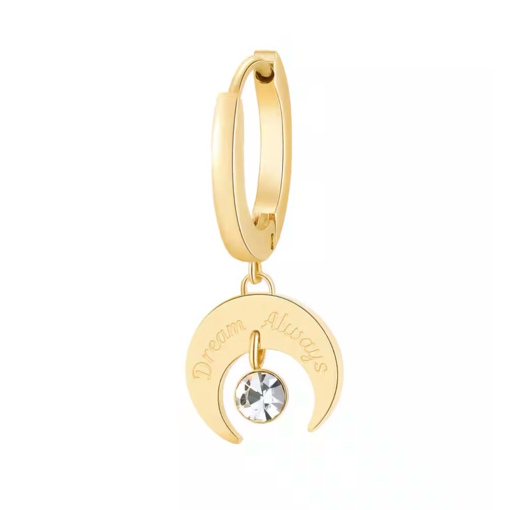 Broswayv Moon Hoop Single Earring w/ Crystal Charm - Dream Always
New with Tags